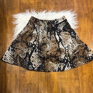 Worthington Cream and Brown Mini Skater Skirt for Night Out